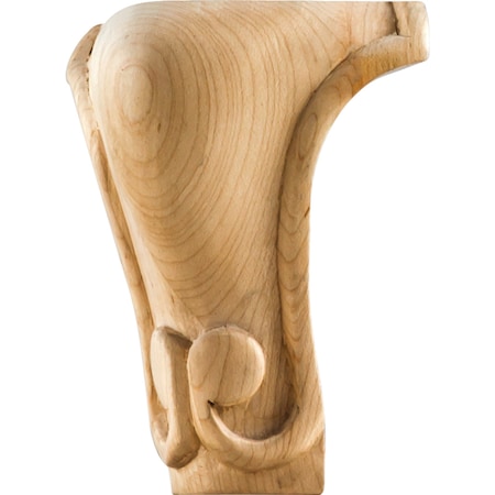 3-1/2 Wx3-1/2Dx5H Oak Carved Queen Anne Leg